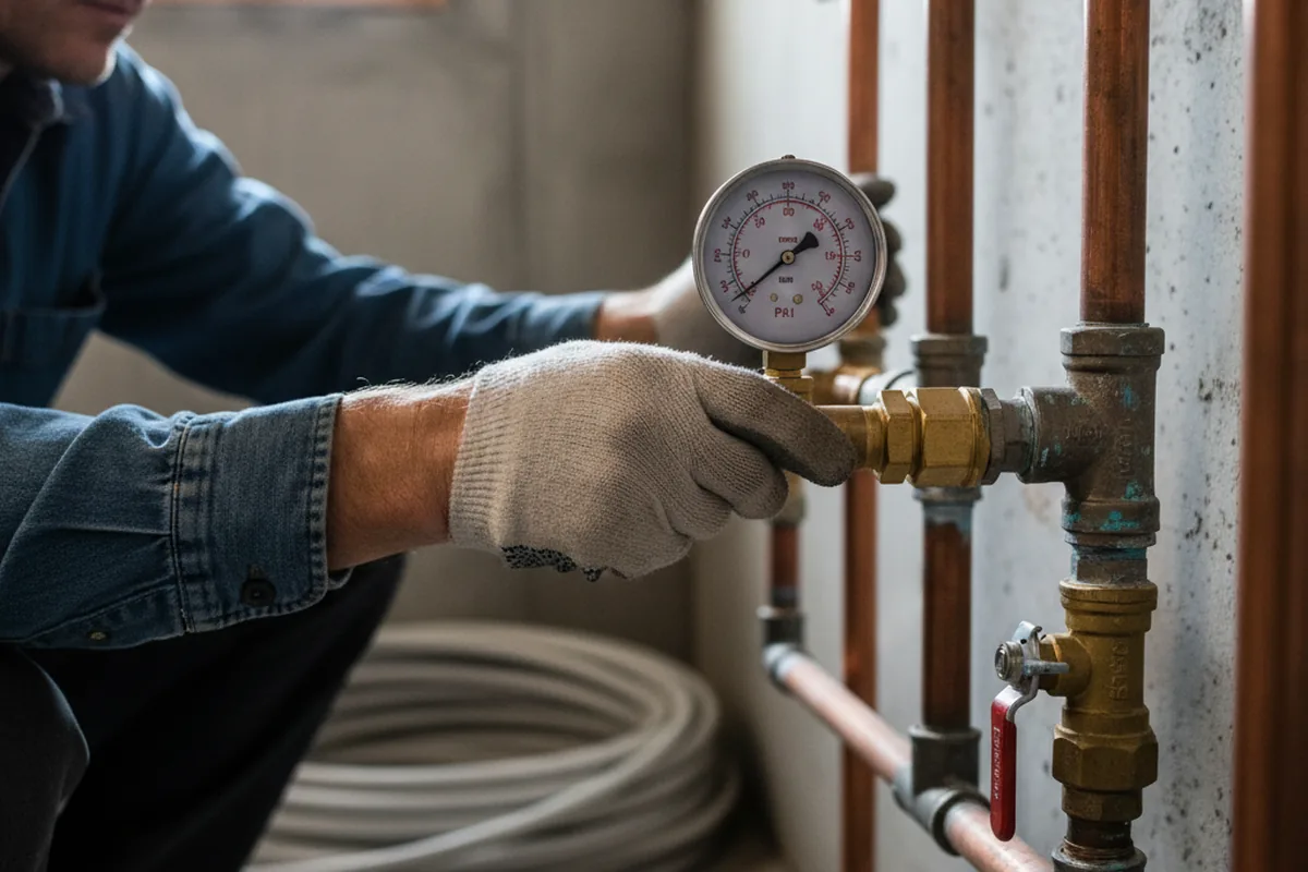Pressure testing a repaired line during Water Line Repair in Tuckahoe